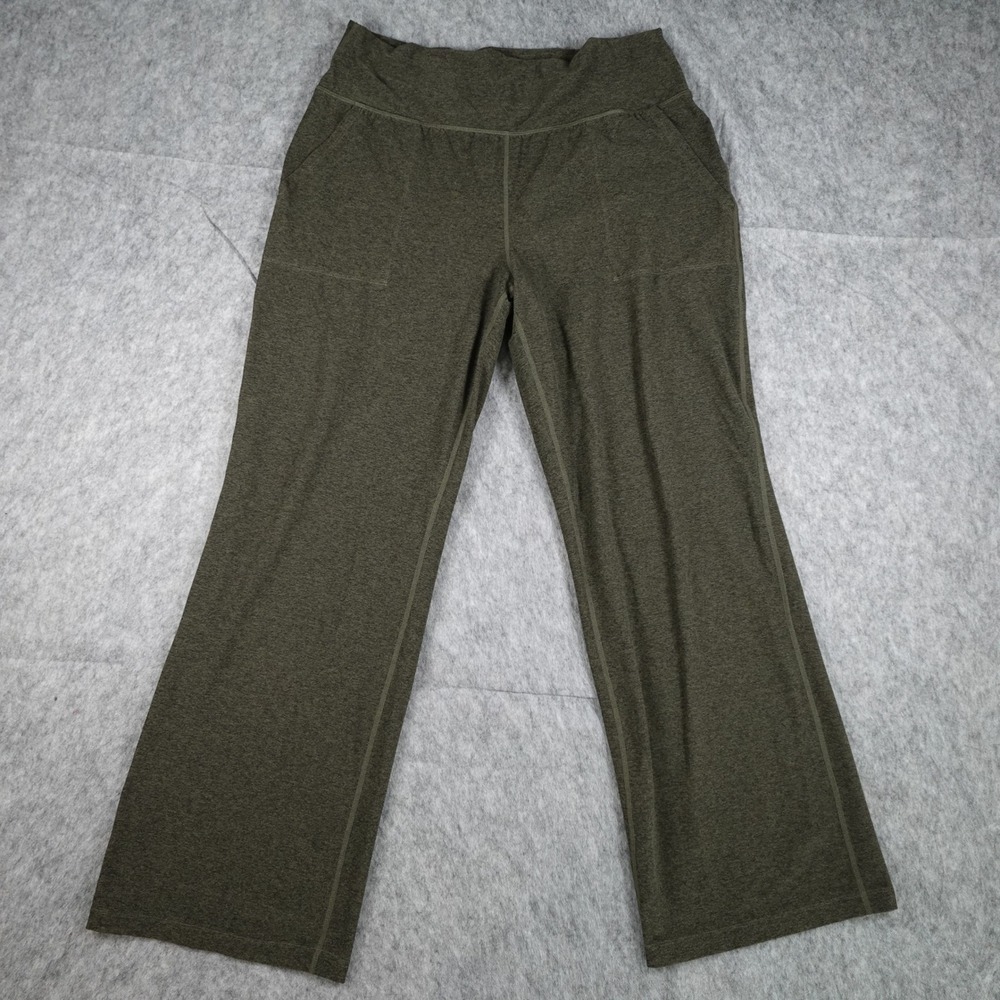 Zella Pants Women Extra Large Green Heathered Wide Leg High Waist Athleisure